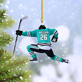 Artparel Personalized Hockey Christmas Ornament, Hockey Skates Helmet and Stick, Hockey Player Ornament, Hockey Ornament (Hockey 14)